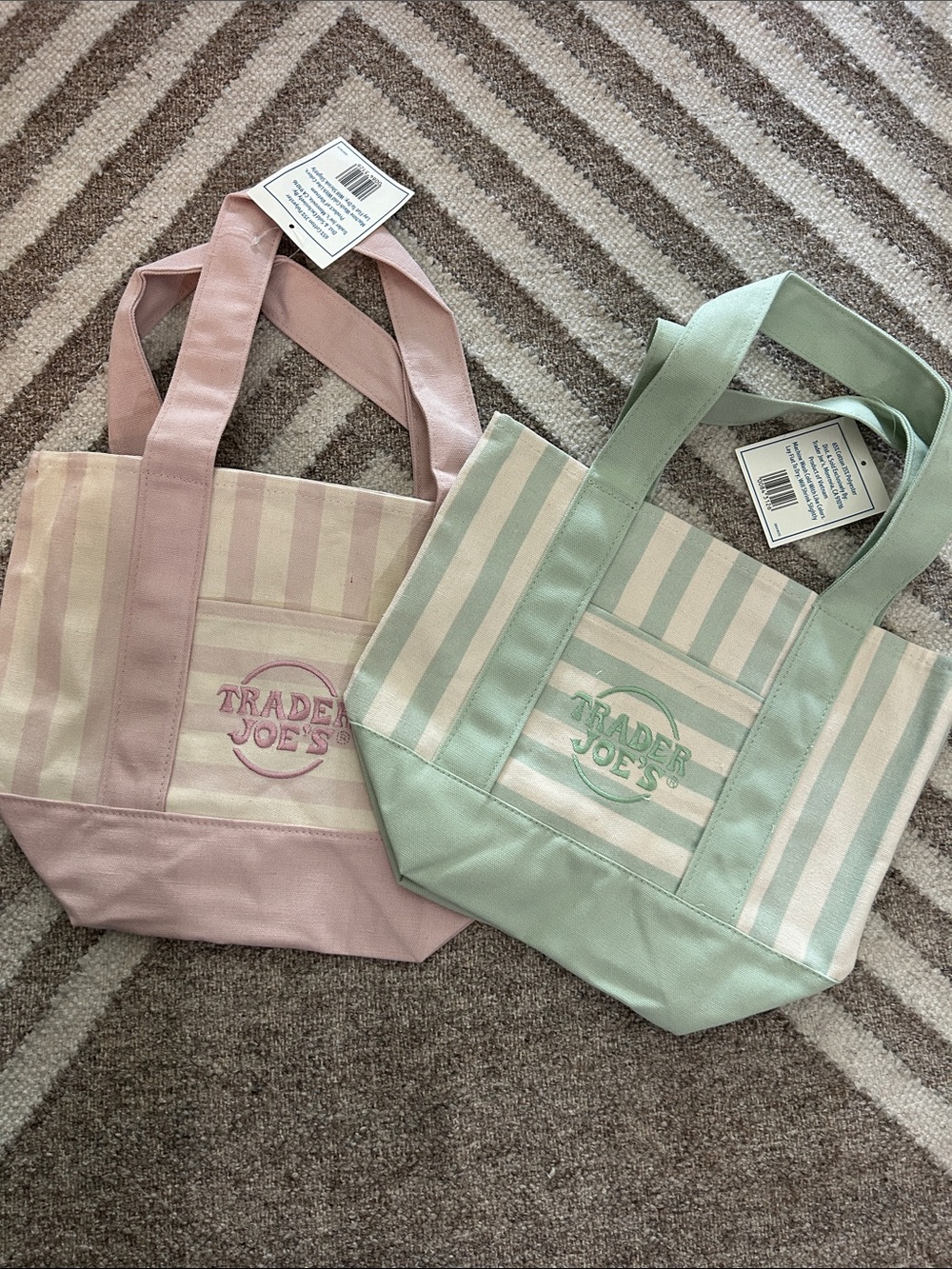 Trader Joe’s Pastel Pinstripe Canvas Tote Bag - Picture 3 of 6